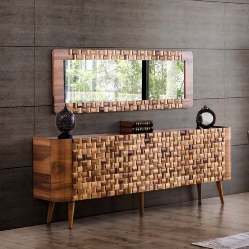 Buffet en bois avec miroir